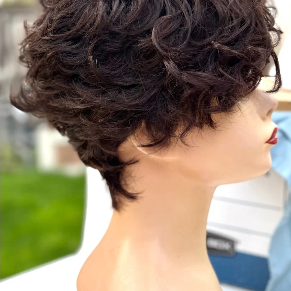 Short Curly Pixie Wig in Dark Brown - Women Hair - Picture 13 of 15